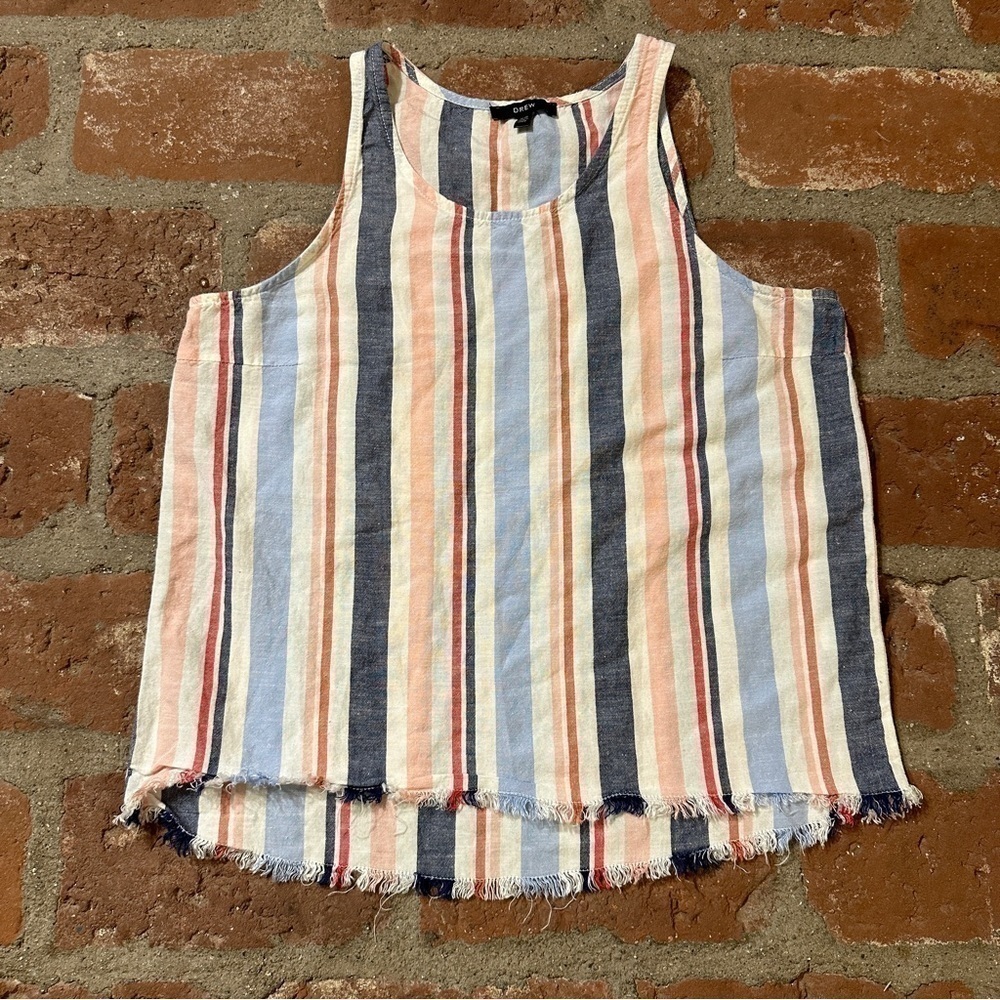 DREW Anthropologie striped Linen mix tank top size XS